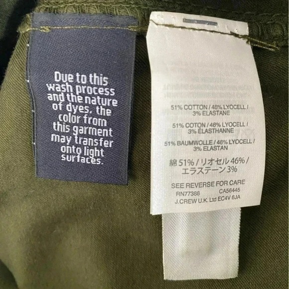 J Crew Cargo Olive Green Skinny Stretch Pants‎ Zippers size 32 - Picture 5 of 13
